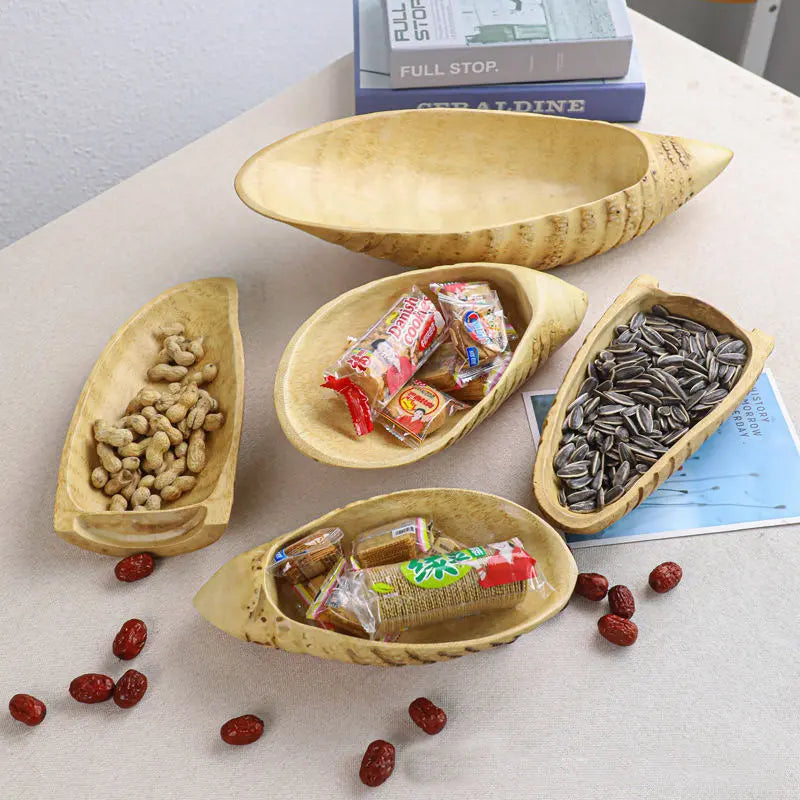 Artisanal Bamboo Root Fruit Tray - Natural Zen Style Serving Plate Traditional Craftsman