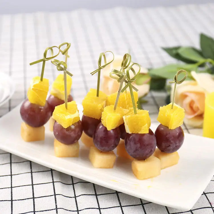 Premium Bamboo Flower Knot Skewers - Elegant Cocktail & Fruit Picks Culinary Supply Co.