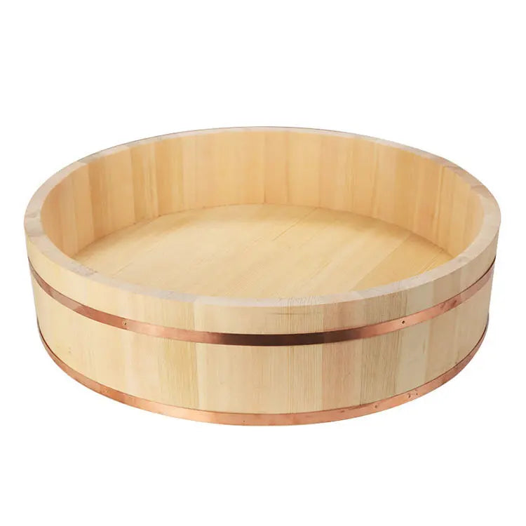 Artisan White Pine Sushi Bowl - Large 27cm Japanese Hangiri Japanese Dining Gear