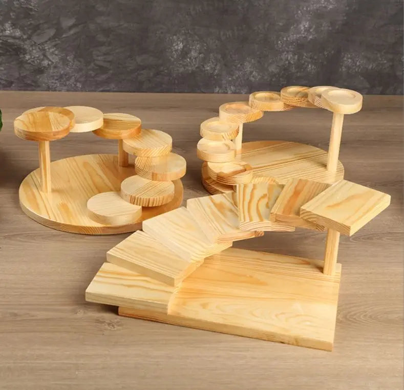 Staircase Serving Tray - Artistic Wooden Sushi & Sashimi Display Japanese Dining Gear