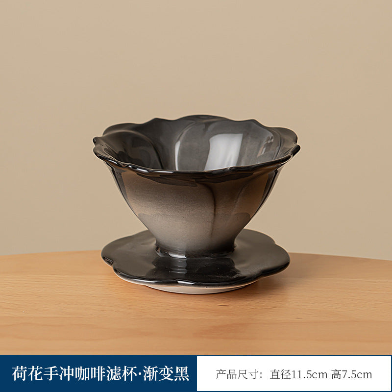 Artisanal Petal Ceramic Coffee Dripper - Elegant V60 Pour-Over Set