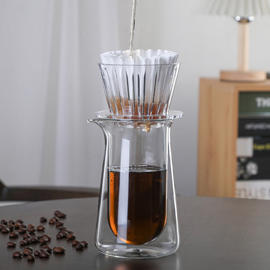 Double-Layer Borosilicate Glass V60 Coffee Server Set