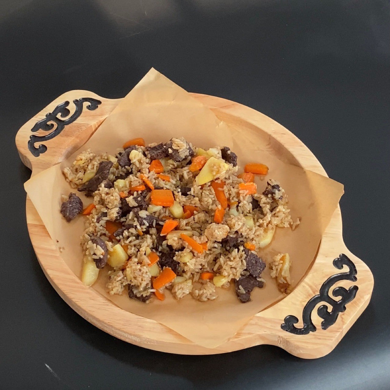 Artisanal Dual-Handled Wooden Serving Tray - Rustic Zen Platter