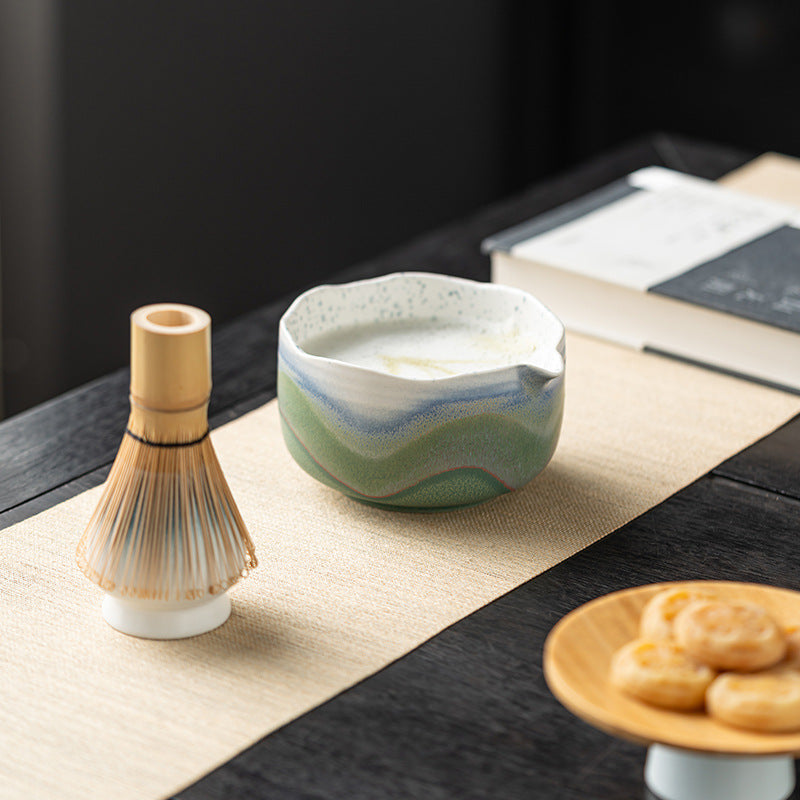 Artisanal Kiln-Transmutation Petal Matcha Bowl Set - Japanese Tea Ceremony Kit