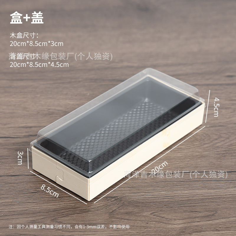 Premium Artisanal Wooden Sushi Bento Box with Clear Lid - Eco-Friendly Packaging