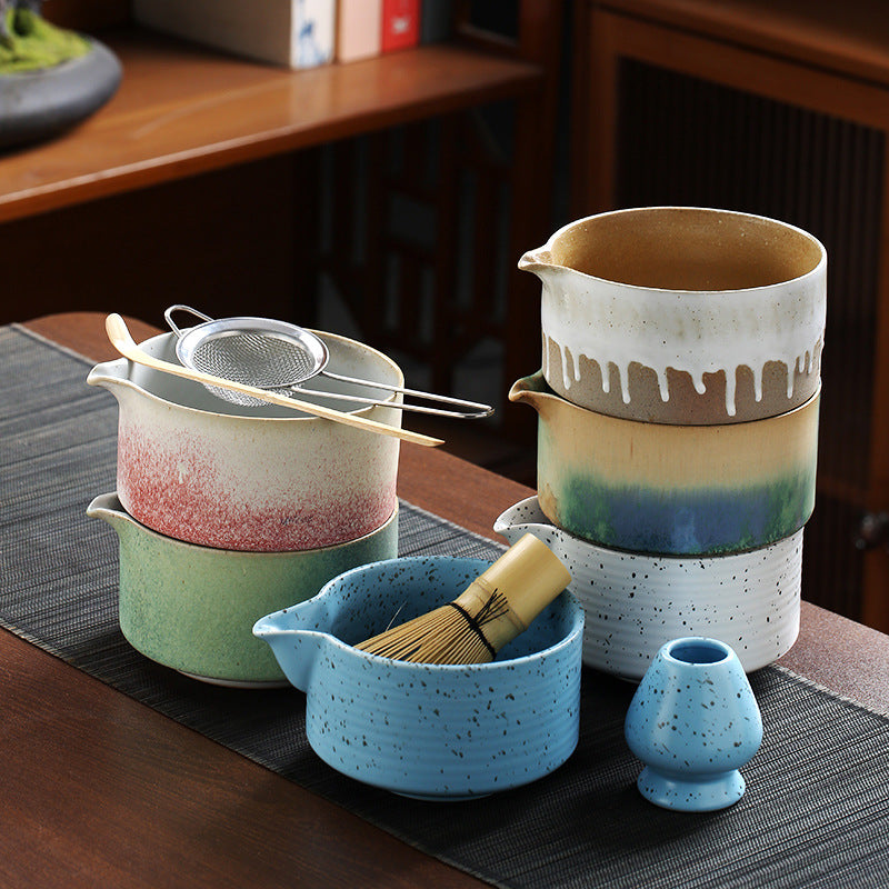 Artisanal Japanese Stoneware Matcha Starter Set - Kiln-Glazed Collection