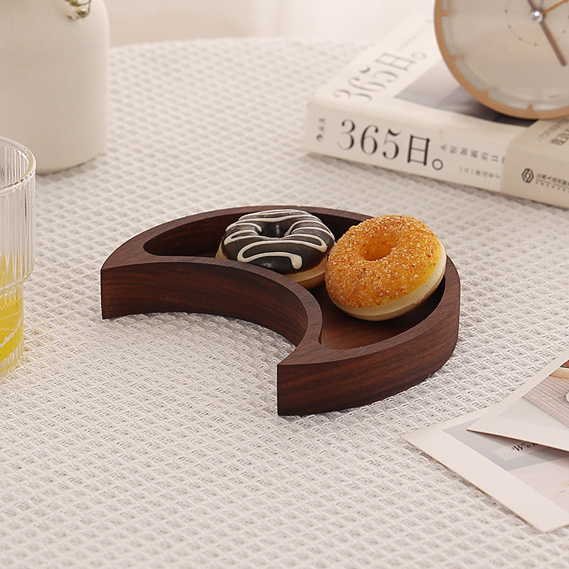 Artisanal Crescent Moon Wooden Serving Tray - Creative Minimalist Platter