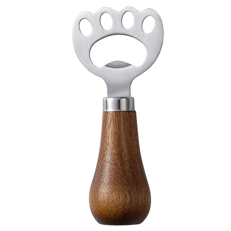 Creative Cat Paw Wooden Bottle Opener - Artisanal Acacia & Stainless Steel