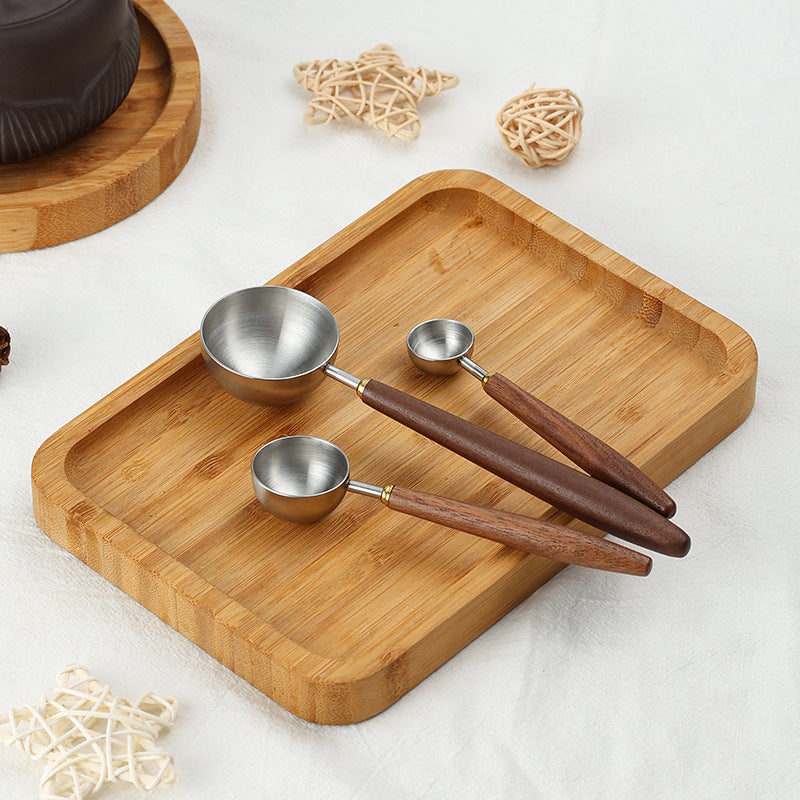 Artisanal 304 Stainless Steel Coffee Measuring Spoon with Walnut Handle