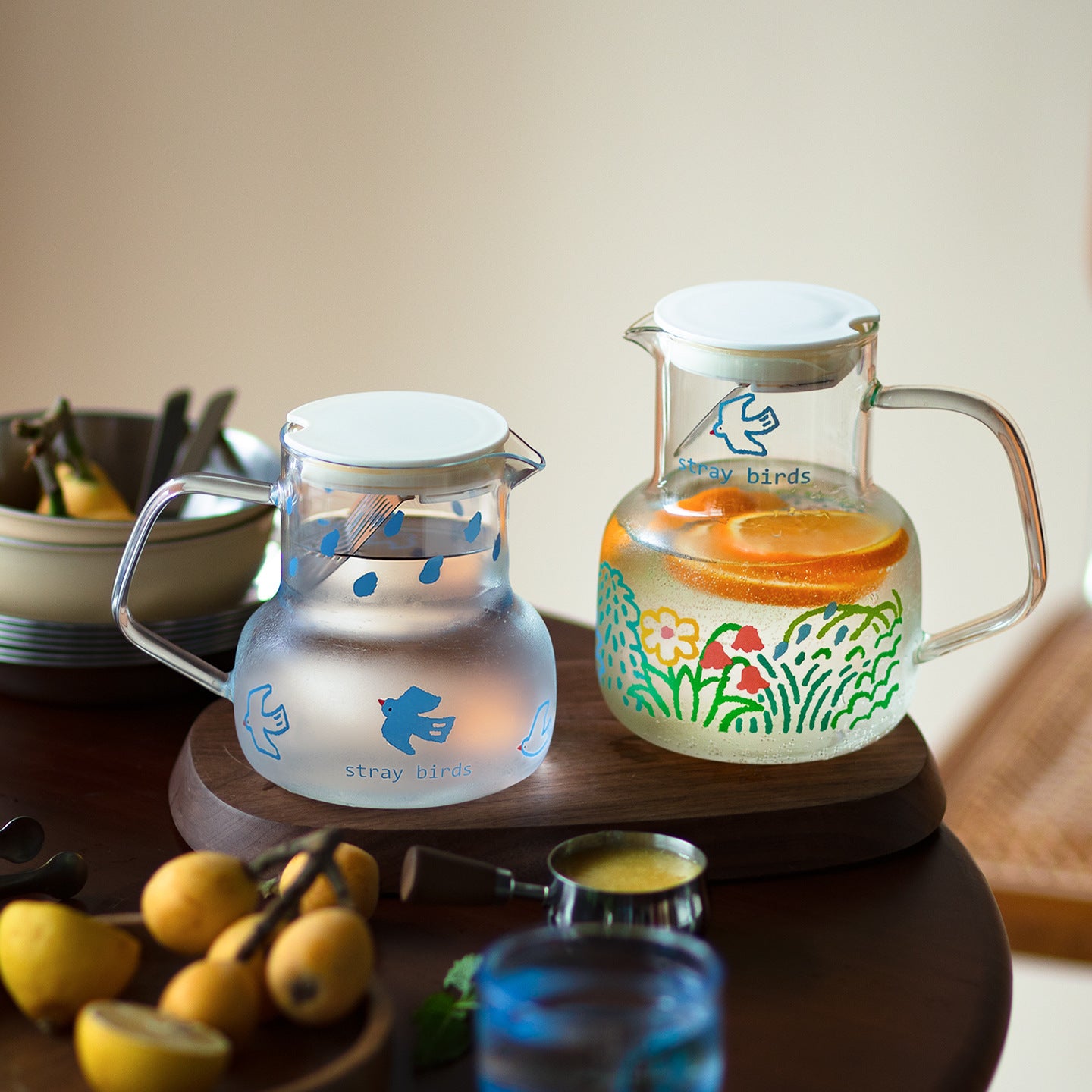 Flying Bird Series High-Borosilicate Glass Water Pitcher - Heat-Resistant Carafe Set