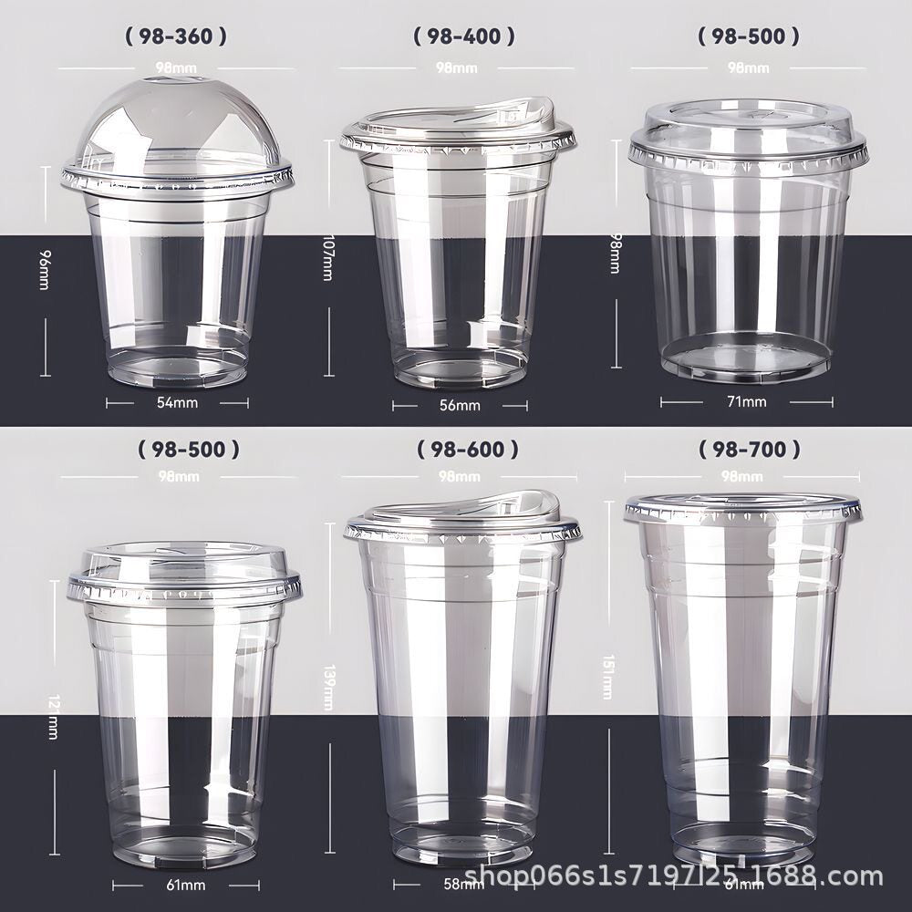 Premium 98mm PET Disposable Cold Drink Cup with Lid - Clear Coffee & Tea Cup