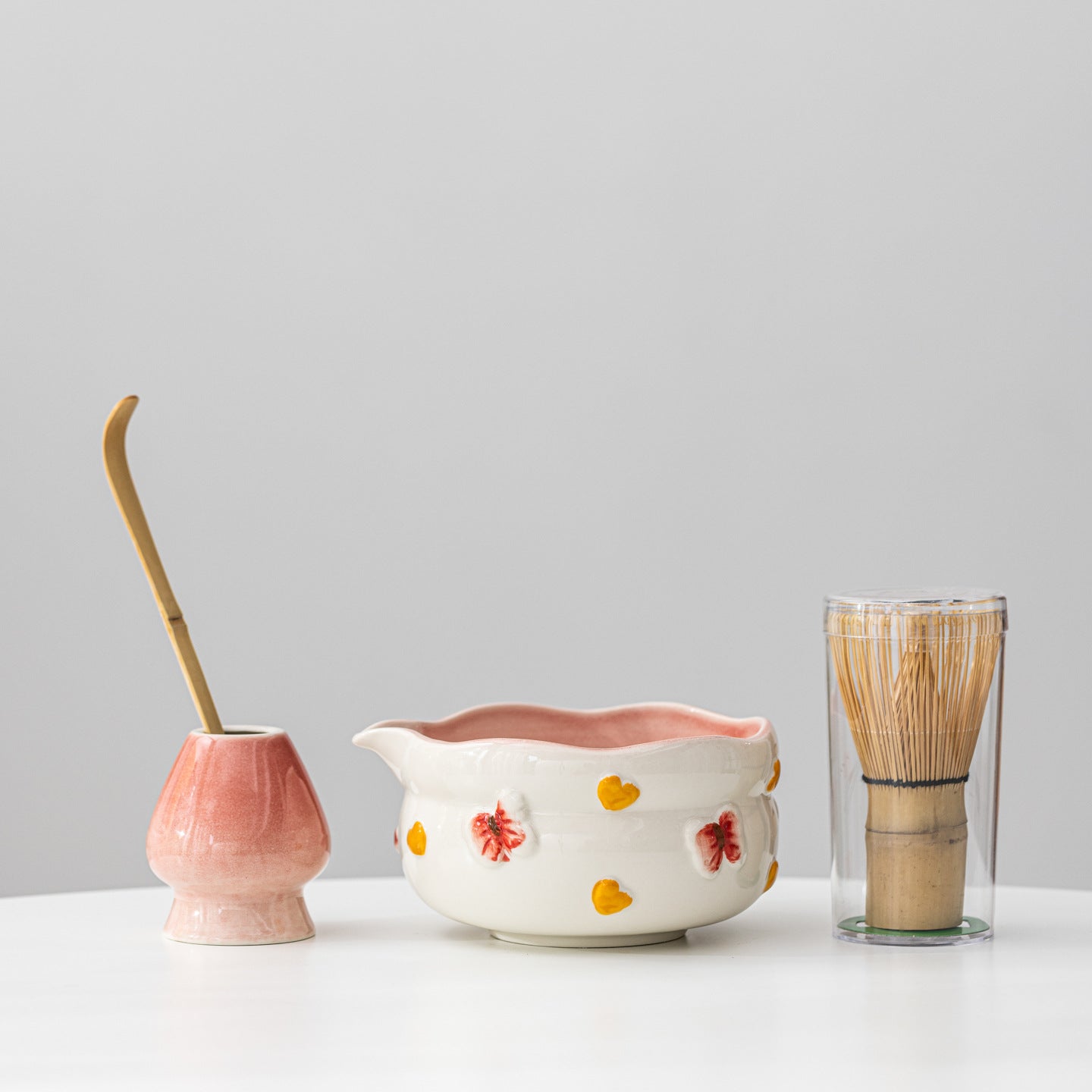 Traditional Japanese Ceramic Matcha Set with Pouring Spout - 4-Piece Professional Starter Kit