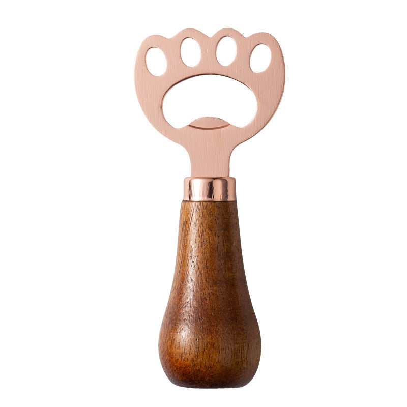 Creative Cat Paw Wooden Bottle Opener - Artisanal Acacia & Stainless Steel