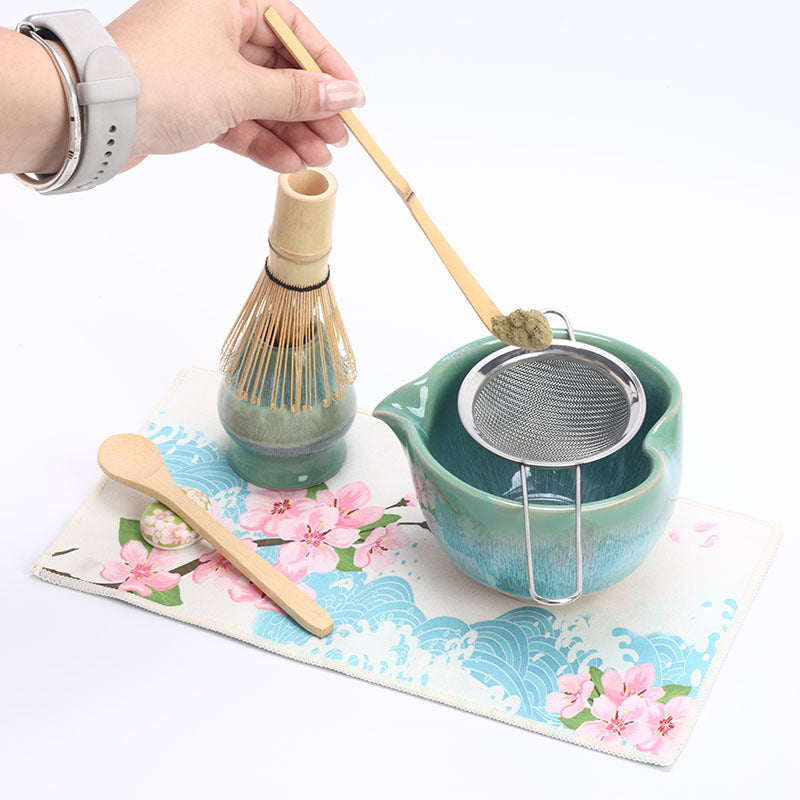 Artisanal Heart-Shaped Matcha Whisk & Bowl Set - Kiln-Glazed Tea Kit