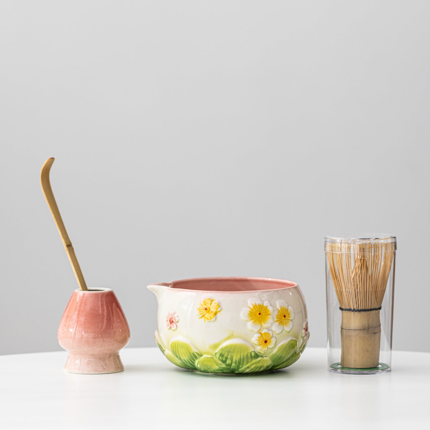 Traditional Japanese Ceramic Matcha Set with Pouring Spout - 4-Piece Professional Starter Kit