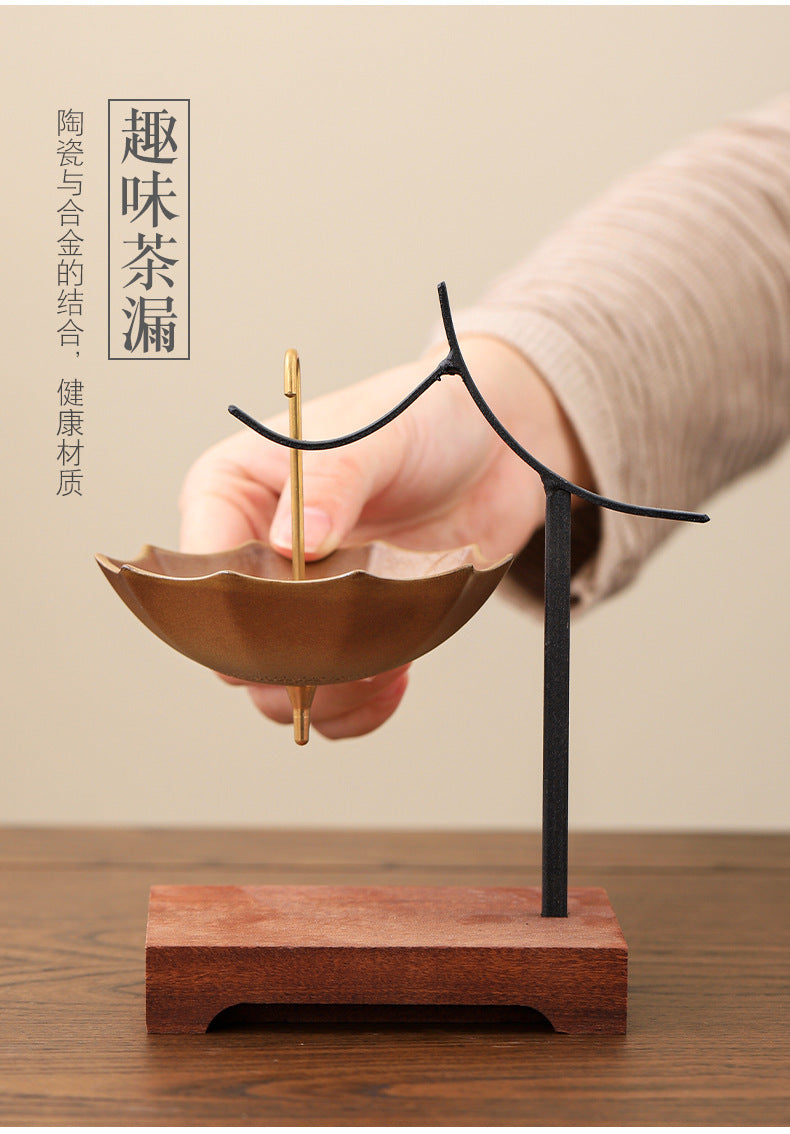 Artisanal Ceramic Umbrella Tea Strainer - Creative Kung Fu Tea Accessory