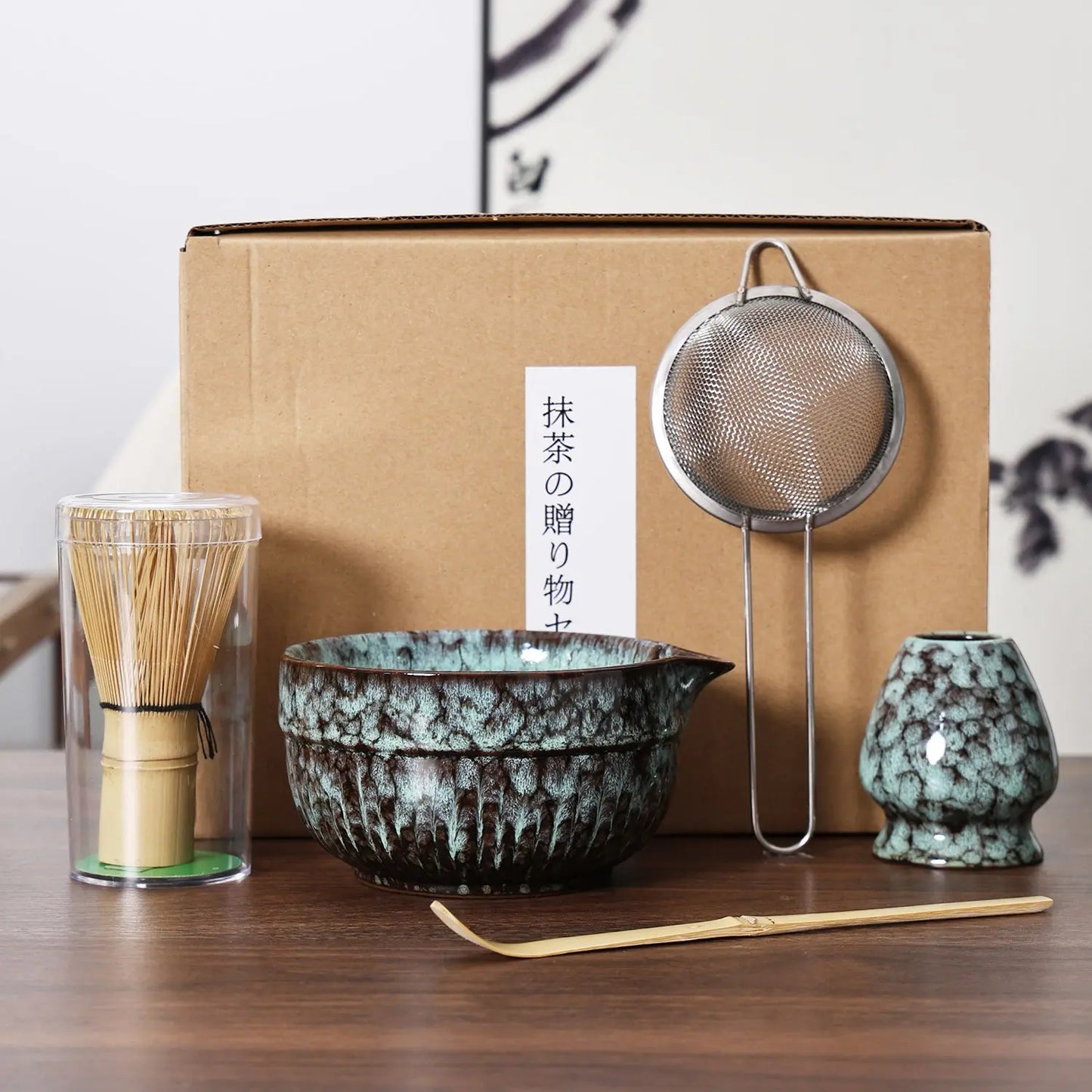 Artisanal Matcha Tea Set - 5-Piece Ceramic Gift Set with Kiln Glaze Tea Culture Home