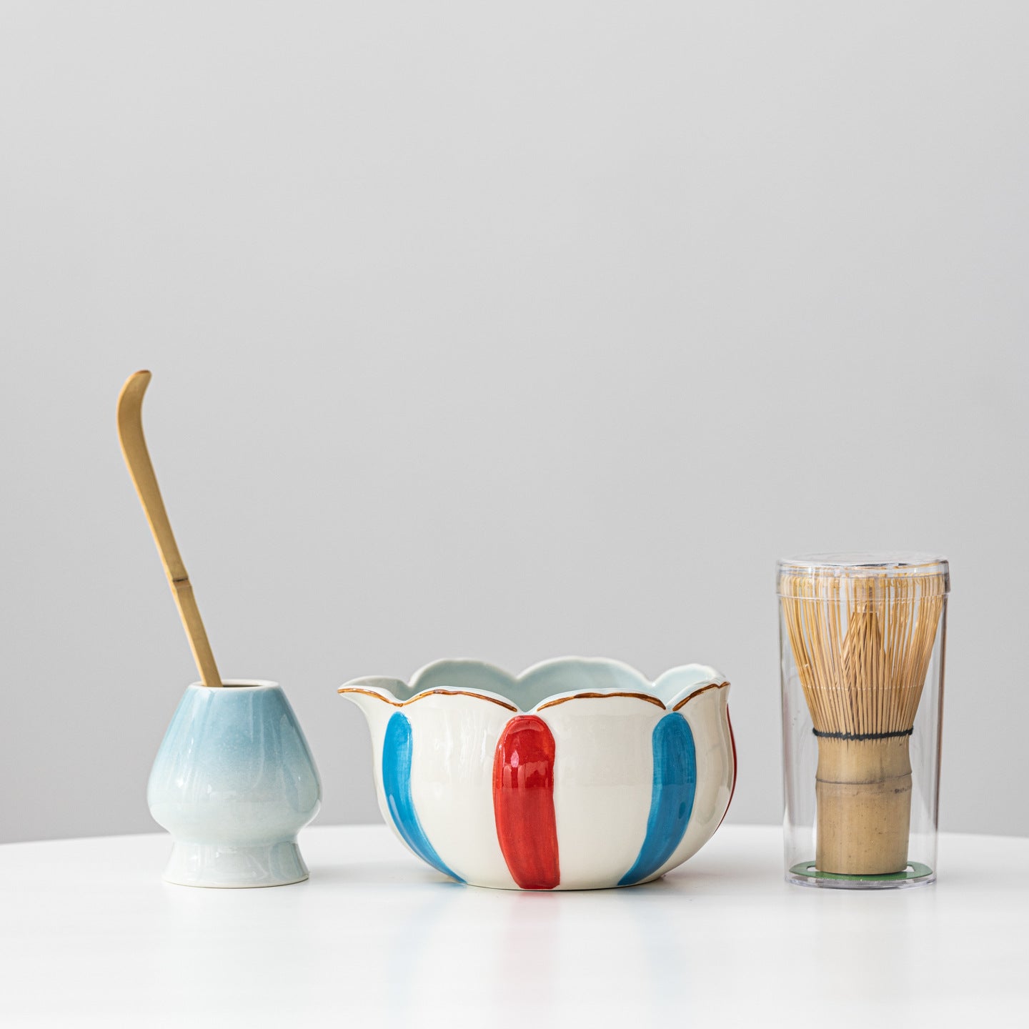Traditional Japanese Ceramic Matcha Set with Pouring Spout - 4-Piece Professional Starter Kit