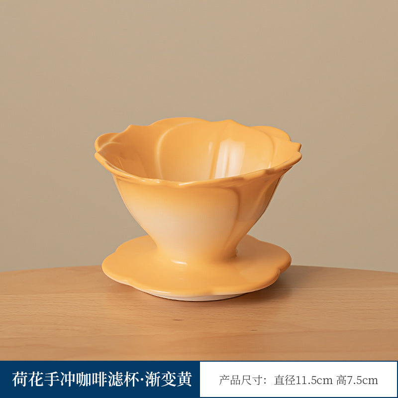 Artisanal Petal Ceramic Coffee Dripper - Elegant V60 Pour-Over Set