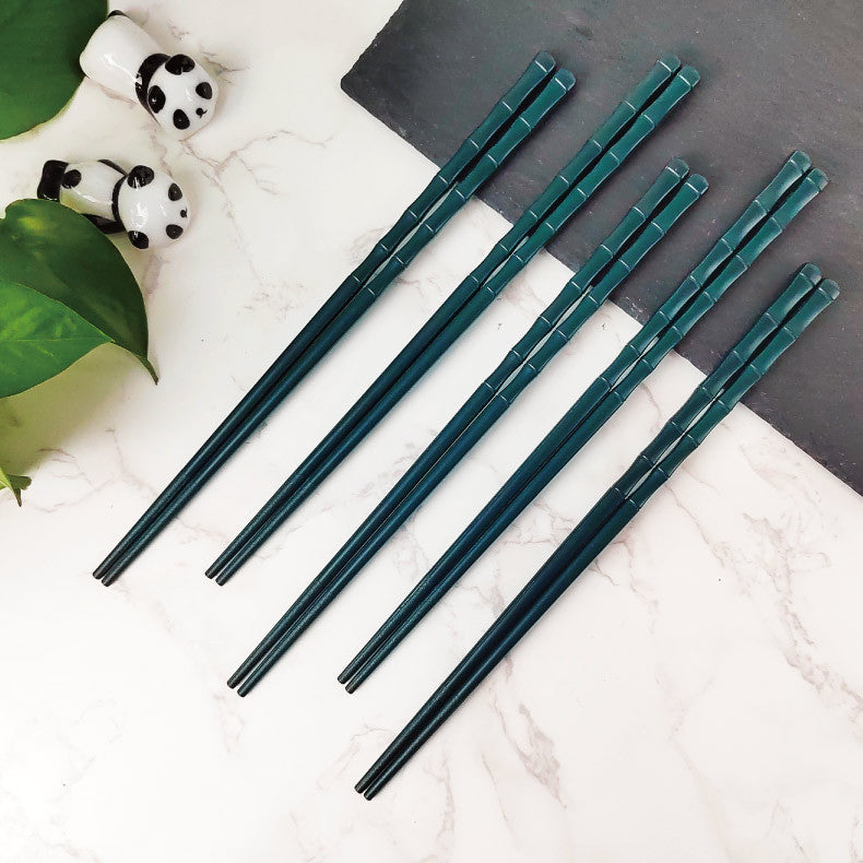 Artisanal Panda Bamboo-Style Alloy Chopstick Gift Set - Traditional Tableware