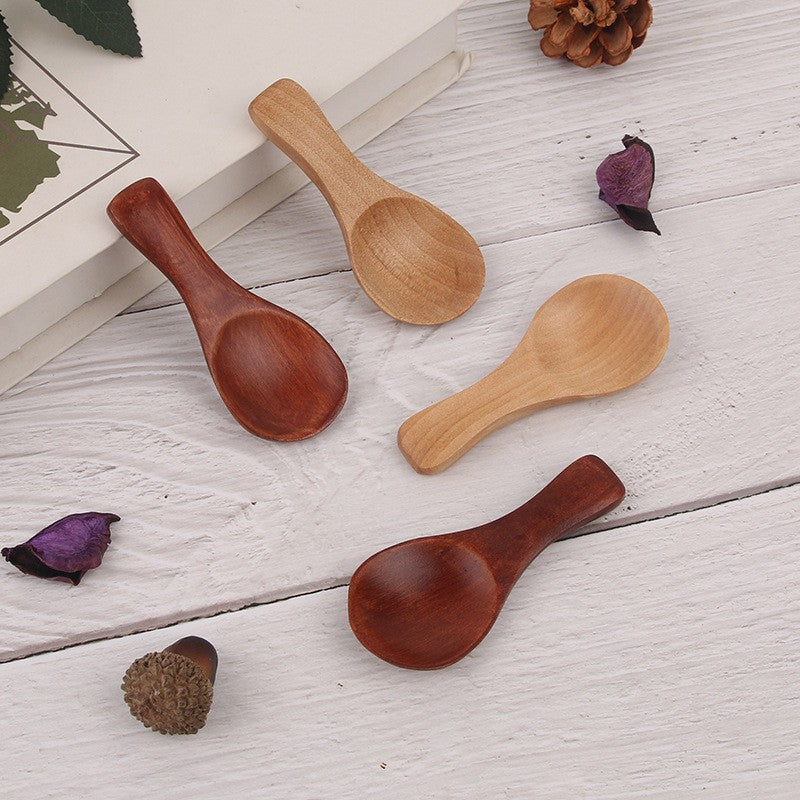 Artisanal Japanese Style Mini Wooden Spoon - Handcrafted Condiment & Powder Scoop