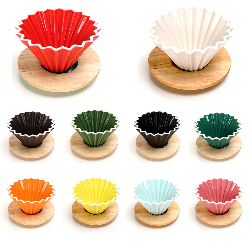 Vibrant Ceramic Origami Coffee Dripper - Handcrafted Conical V60