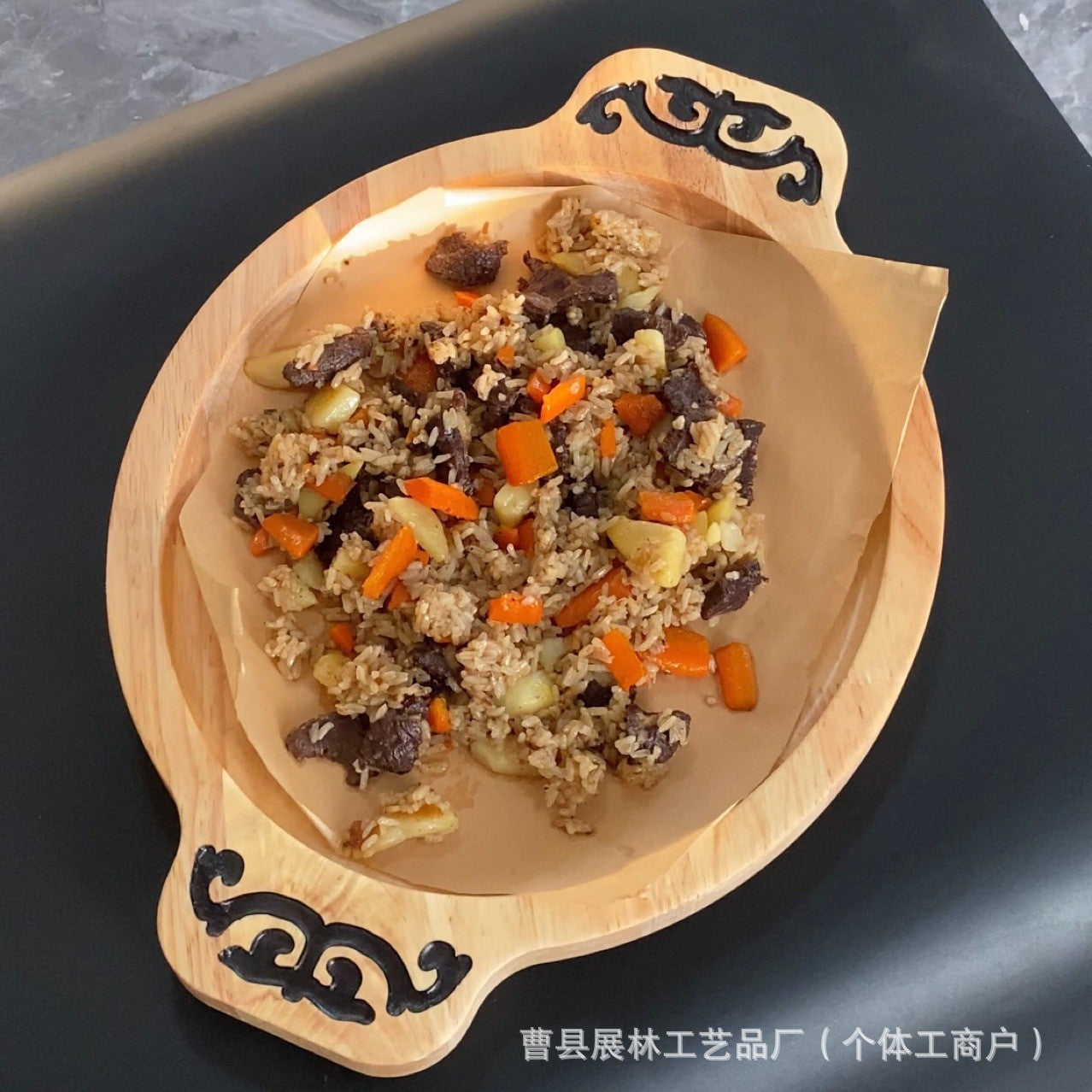 Artisanal Dual-Handled Wooden Serving Tray - Rustic Zen Platter