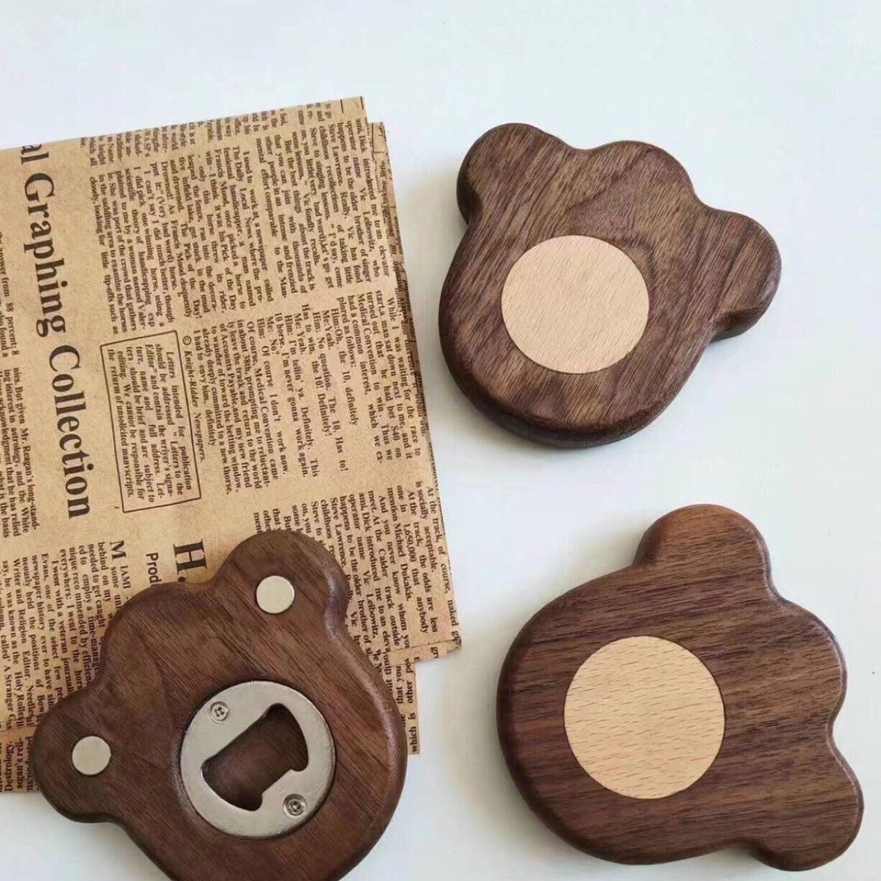 Creative Black Walnut 'Bear Paw' Bottle Opener - Magnetic Beer & Soda Popper