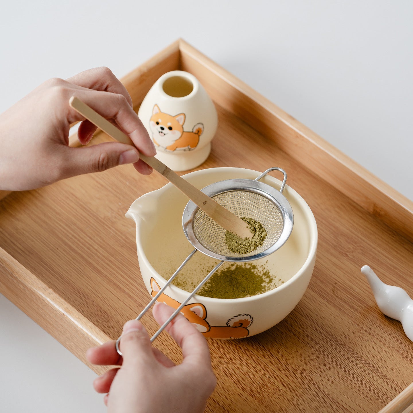 Kawaii Cartoon Shiba Inu & Panda Ceramic Matcha Starter Kit - 8-Piece Master Gift Set