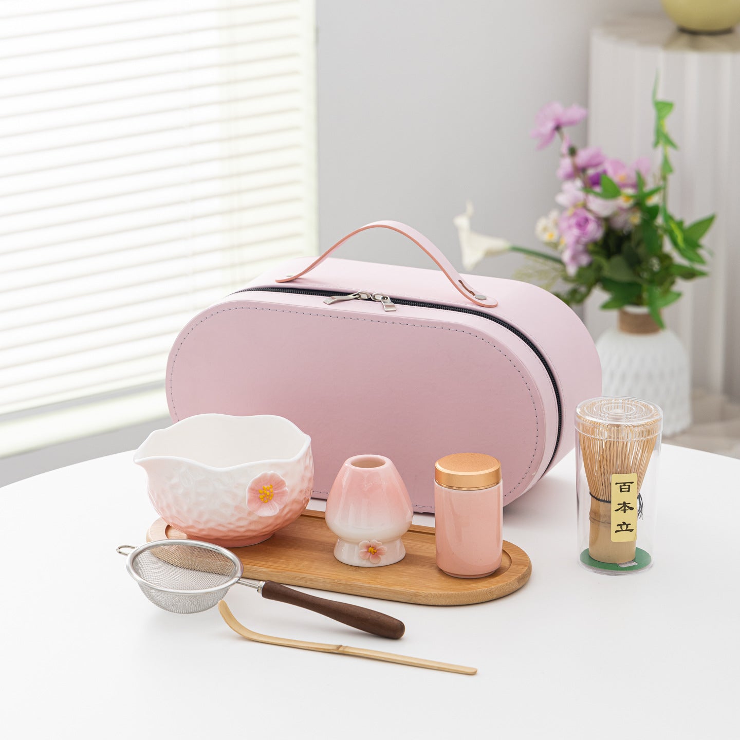 Artisanal Hand-Pinched Floral Ceramic Matcha Starter Set - 8-Piece Luxury Kit