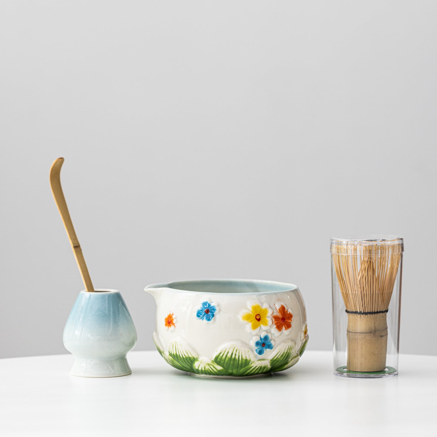Traditional Japanese Ceramic Matcha Set with Pouring Spout - 4-Piece Professional Starter Kit