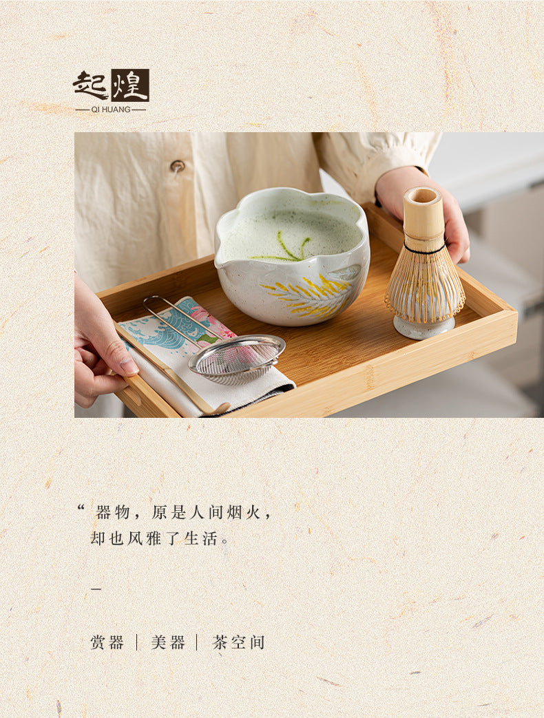 Artisanal Hand-Painted Kiln-Glazed Matcha Starter Set - Floral Collection