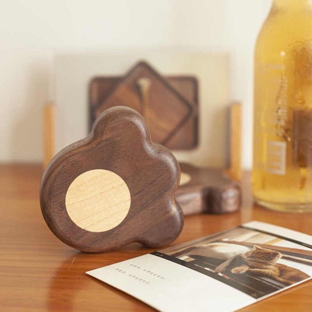 Creative Black Walnut 'Bear Paw' Bottle Opener - Magnetic Beer & Soda Popper