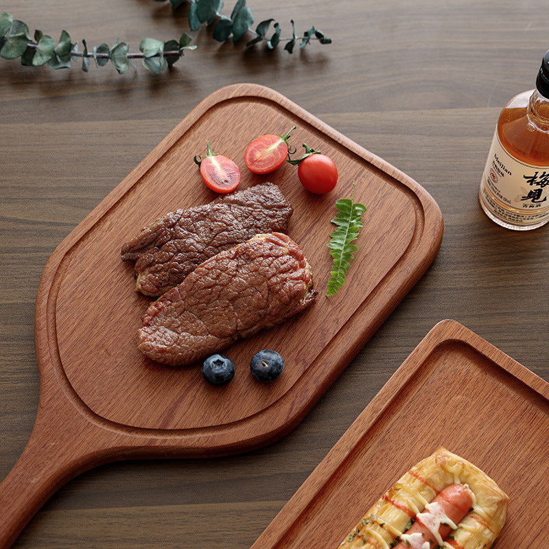 Artisanal Ebony Wood Steak Platter & Serving Tray Set - Japanese Minimalist Board