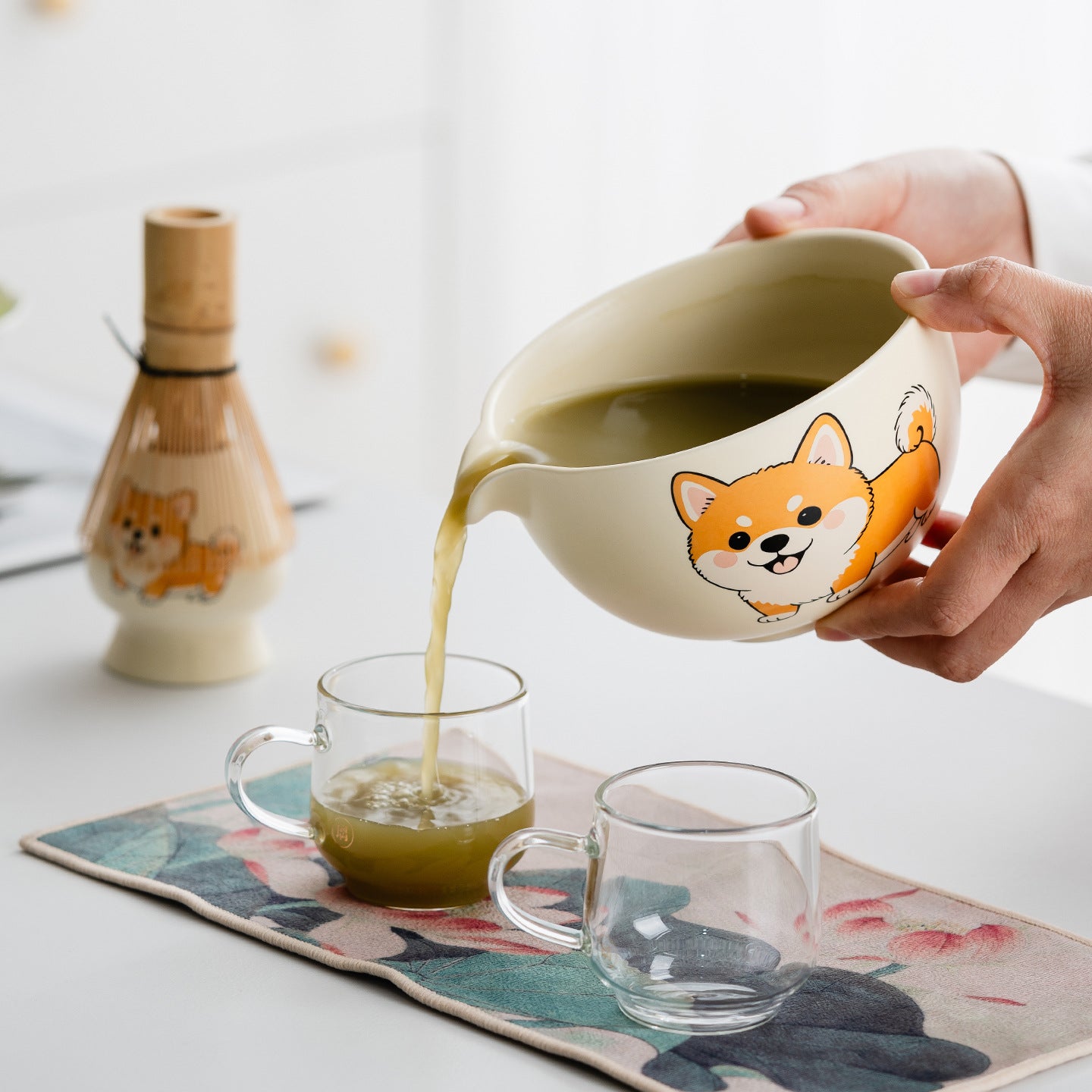 Kawaii Cartoon Shiba Inu & Panda Ceramic Matcha Starter Kit - 8-Piece Master Gift Set