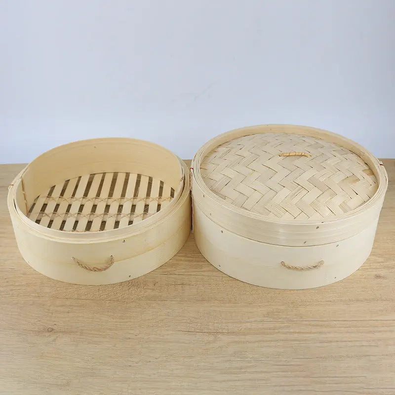 Reinforced Bamboo Steamer Basket - Professional 15cm Dim Sum Steamer Traditional Craftsman