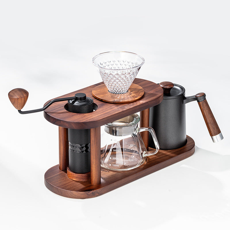 Artisanal Solid Wood & Glass Pour-Over Coffee Station Set - Professional Master Kit