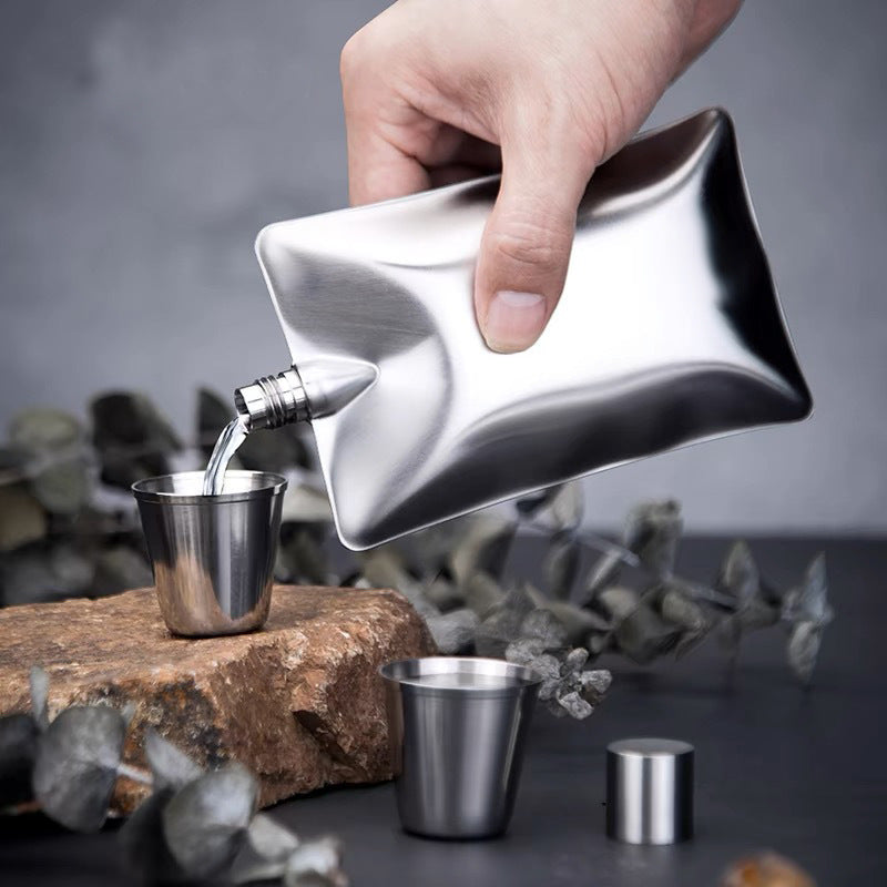 Artisanal Wave 304 Stainless Steel Hip Flask - 6oz Designer Canteen