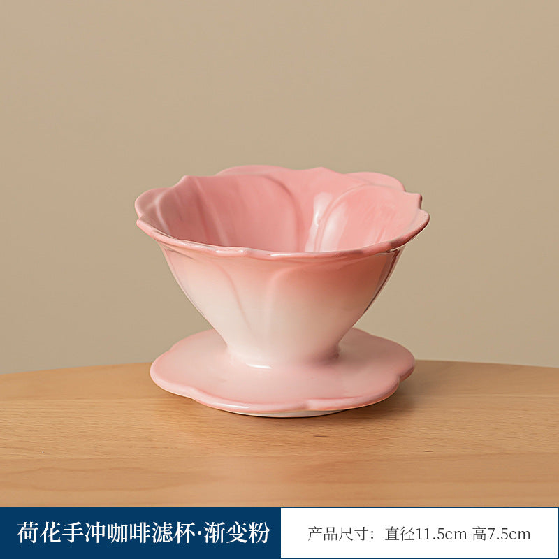 Artisanal Petal Ceramic Coffee Dripper - Elegant V60 Pour-Over Set