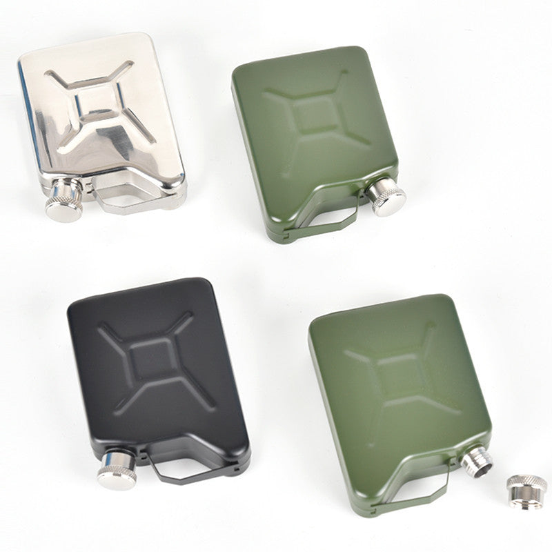 Portable 304 Stainless Steel 'Oil Drum' Hip Flask - 5oz/130ml Outdoor Canteen