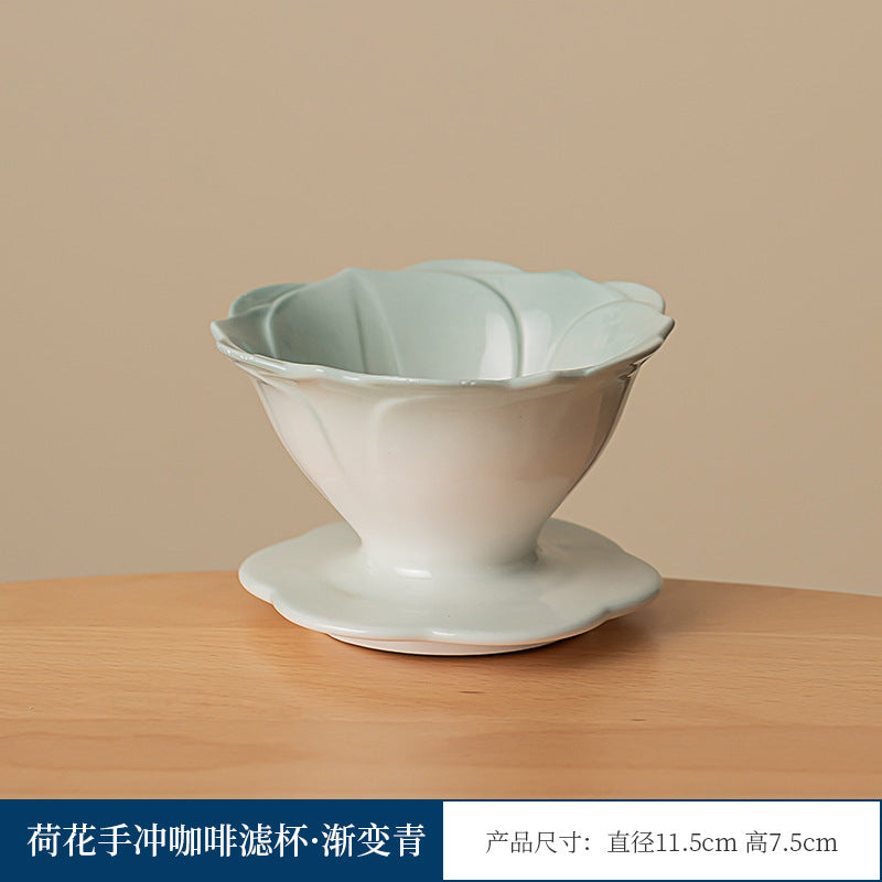 Artisanal Petal Ceramic Coffee Dripper - Elegant V60 Pour-Over Set