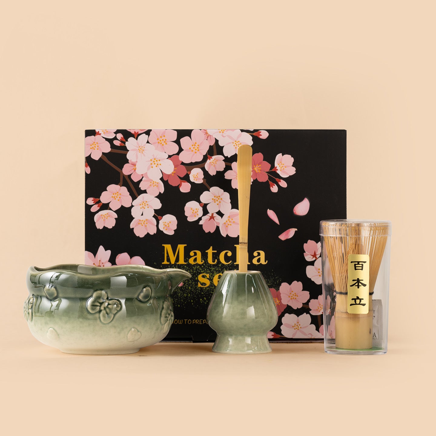 Artisanal Gradient Sakura Matcha Starter Set - 8-Piece Professional Japanese Tea Kit