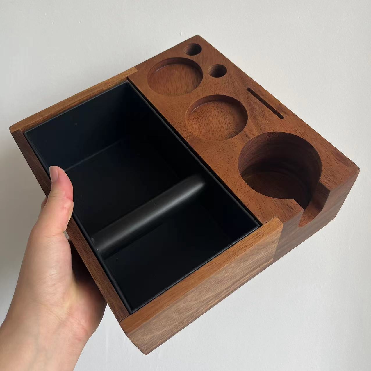 Artisanal Walnut Wood Espresso Tamper Station & Organizer Set - Universal 51-58mm