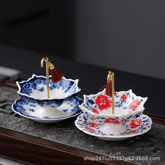 Creative Umbrella Shaped Tea Strainer - Blue & White Porcelain Infuser