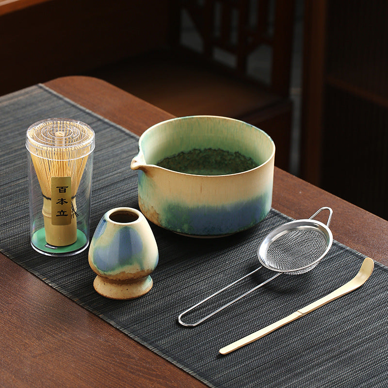 Artisanal Japanese Stoneware Matcha Starter Set - Kiln-Glazed Collection