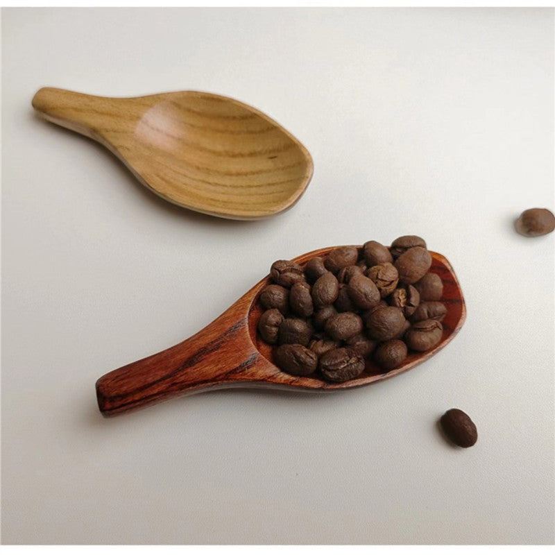 Artisanal Japanese Style Wide-Mouth Mini Wooden Spoon - Handcrafted Camphor Wood Scoop