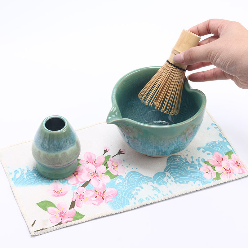 Artisanal Heart-Shaped Matcha Whisk & Bowl Set - Kiln-Glazed Tea Kit