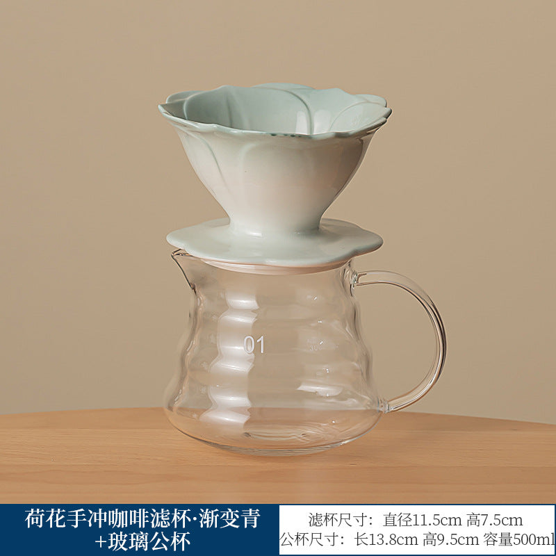 Artisanal Petal Ceramic Coffee Dripper - Elegant V60 Pour-Over Set