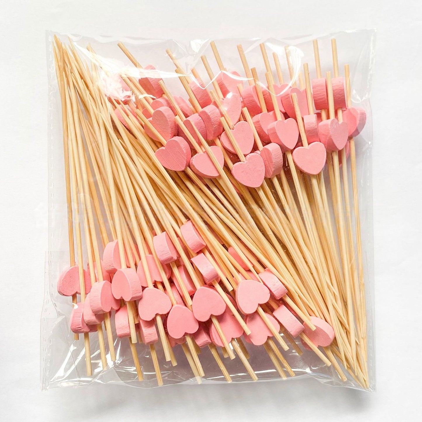 Heart Shaped Bamboo Picks - Romantic Wedding & Event Party Skewers (100 Count)