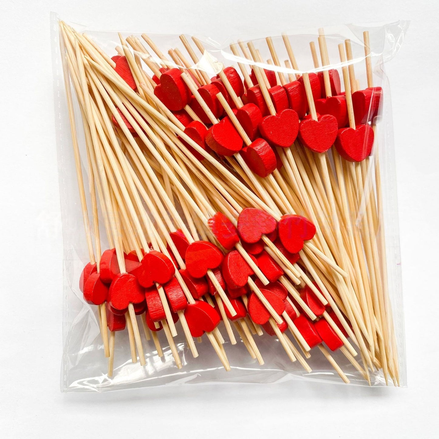Heart Shaped Bamboo Picks - Romantic Wedding & Event Party Skewers (100 Count)